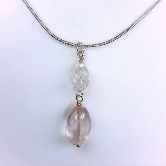 Rose Quartz, Moonstone & Diamond Earrings! - Picture 6 of 7